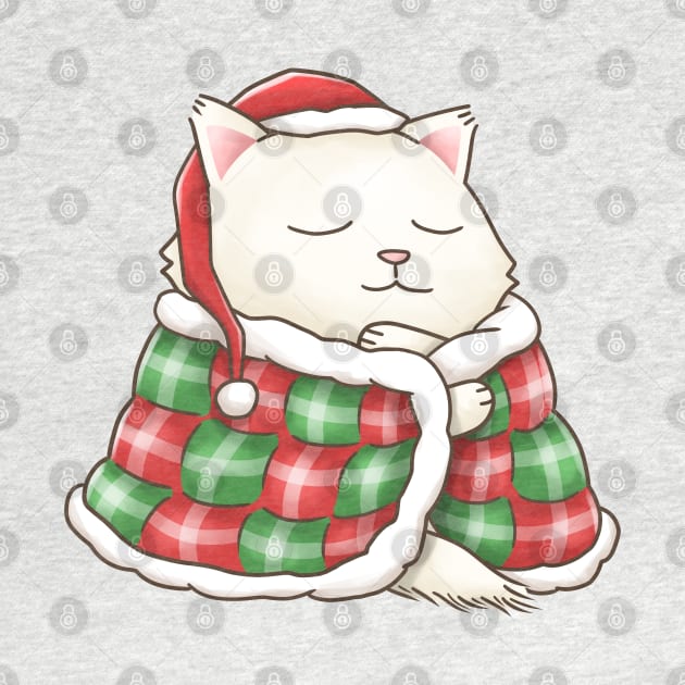 Christmat Santa Cat in Blanket by Takeda_Art